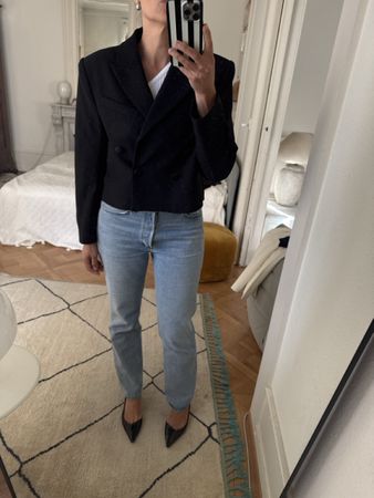 Blazer court H&M EDITION noir doublé chic occasion taille S