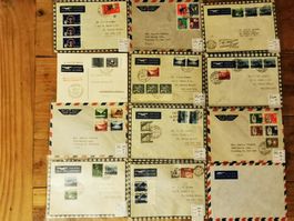 12 Luftpostbelege einer nicht verwendet