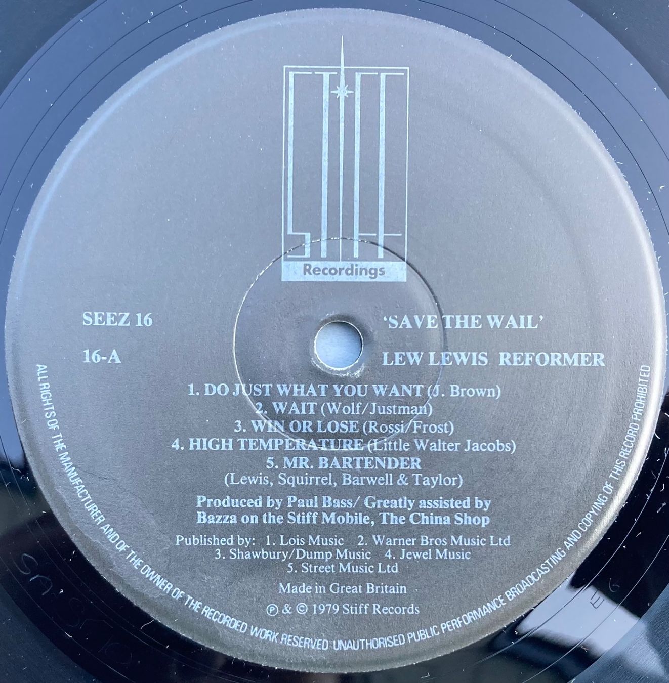 Schallplatten: LEW LEWIS REFORMER - SAVE THE WAIL – Gebraucht aus Poliez-Pittet von Newtown-Records 2