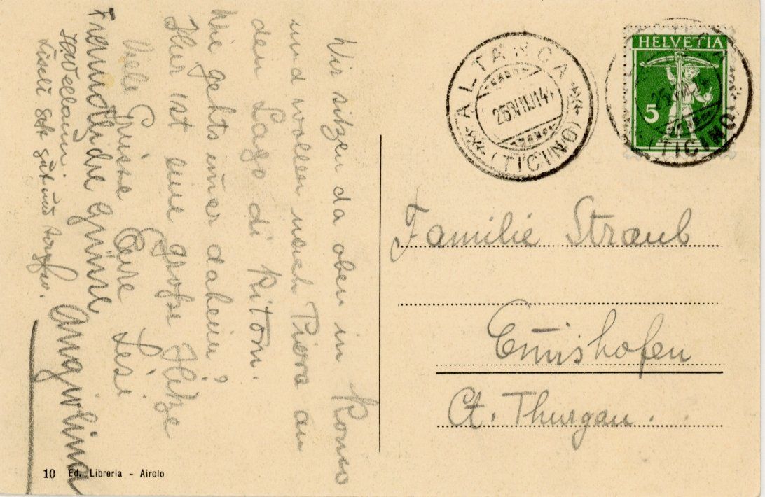 Cartoline postali: Ambri   TI         um 1914 – Usato da Brig venduto da Valcards54 1