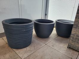 3er Set Pflanzentöpfe/Blumentöpfe XXL, grau, Outdoor 🪴🌻