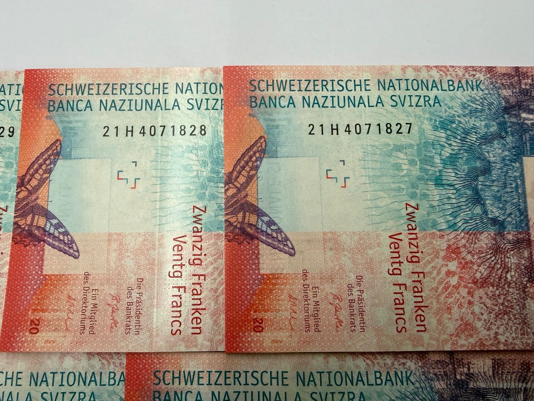 Banconote: Schweizer Banknote 20 SFr. 5 Stk. ungefaltet – Usato da Winterthur venduto da Joe1001 2