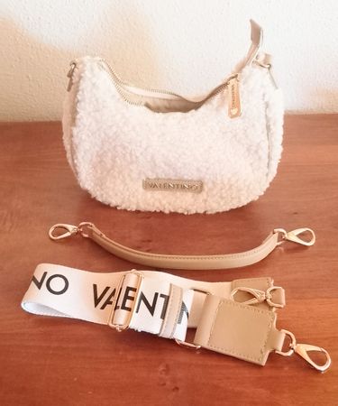 Valentino Special Camy Teddyfell Schultertasche beige