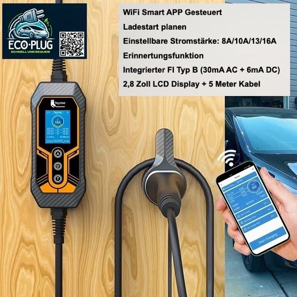 Batterie-Ladegeräte: Mobile Wallbox 11kw mit App Steuerung 16A CEE Stecker 3Phase – Neu und originalverpackt aus Aathal-Seegräben von ECOPLUG 1