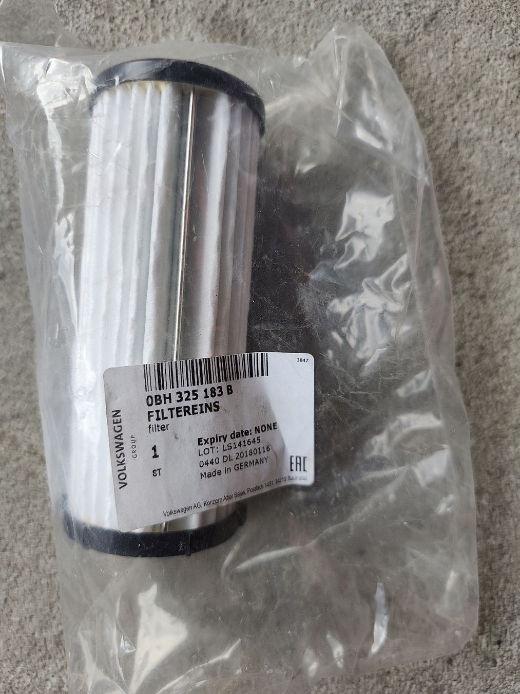 Audi Alle Autoersatzteile: VW/Audi Hydraulikfilter 0BH 325 183 B neu – Neu und originalverpackt aus Rebstein von andi322