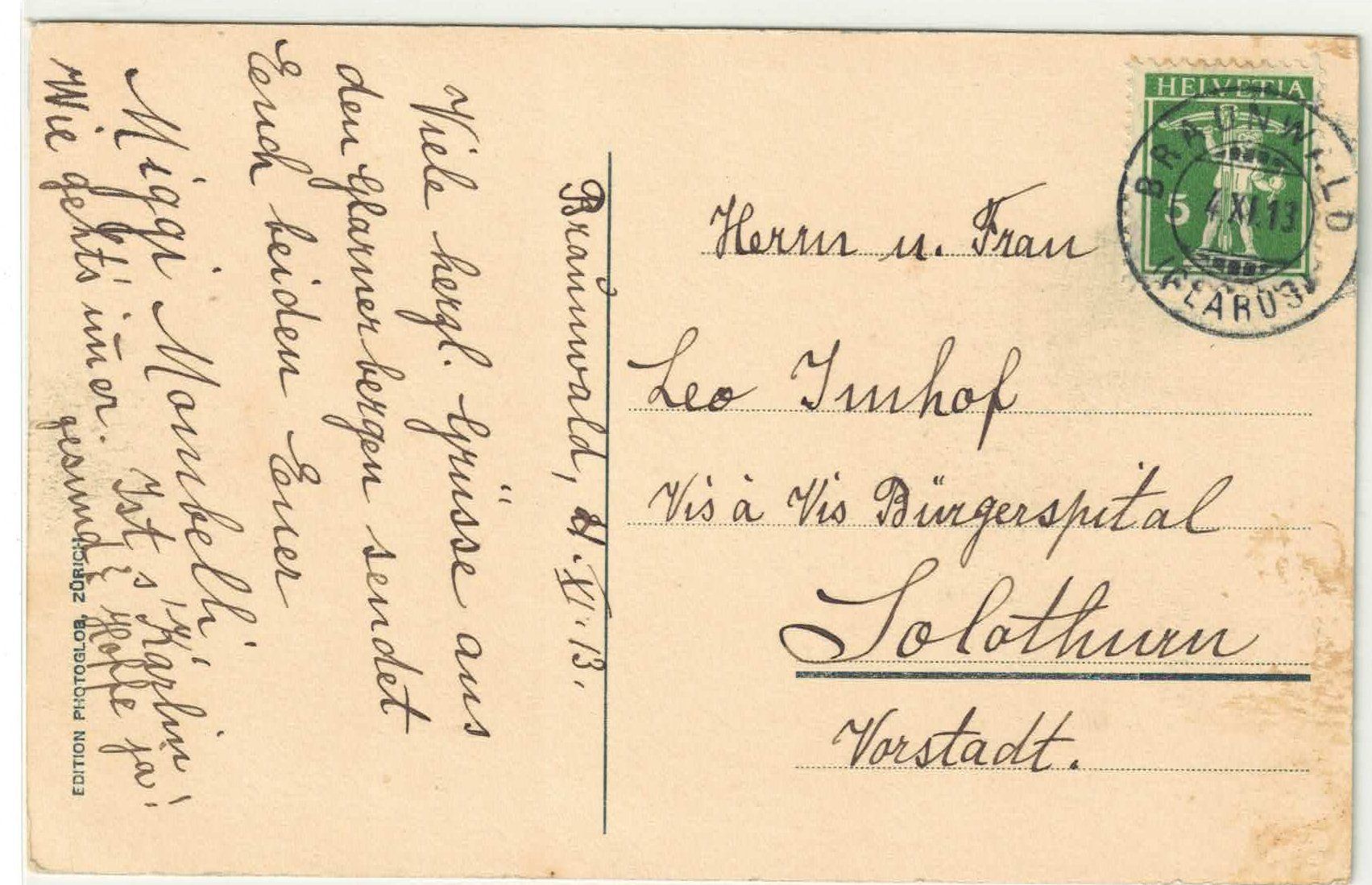 Cartoline postali: Lufkurort Braunwald ob Linthal - Sanatorium - animee – Usato da Ettingen venduto da Kartenplanet 1