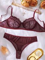 Unterwäsche-Set:BH-String-Tanga-Spitzen-Unterwäsche-Grösse M