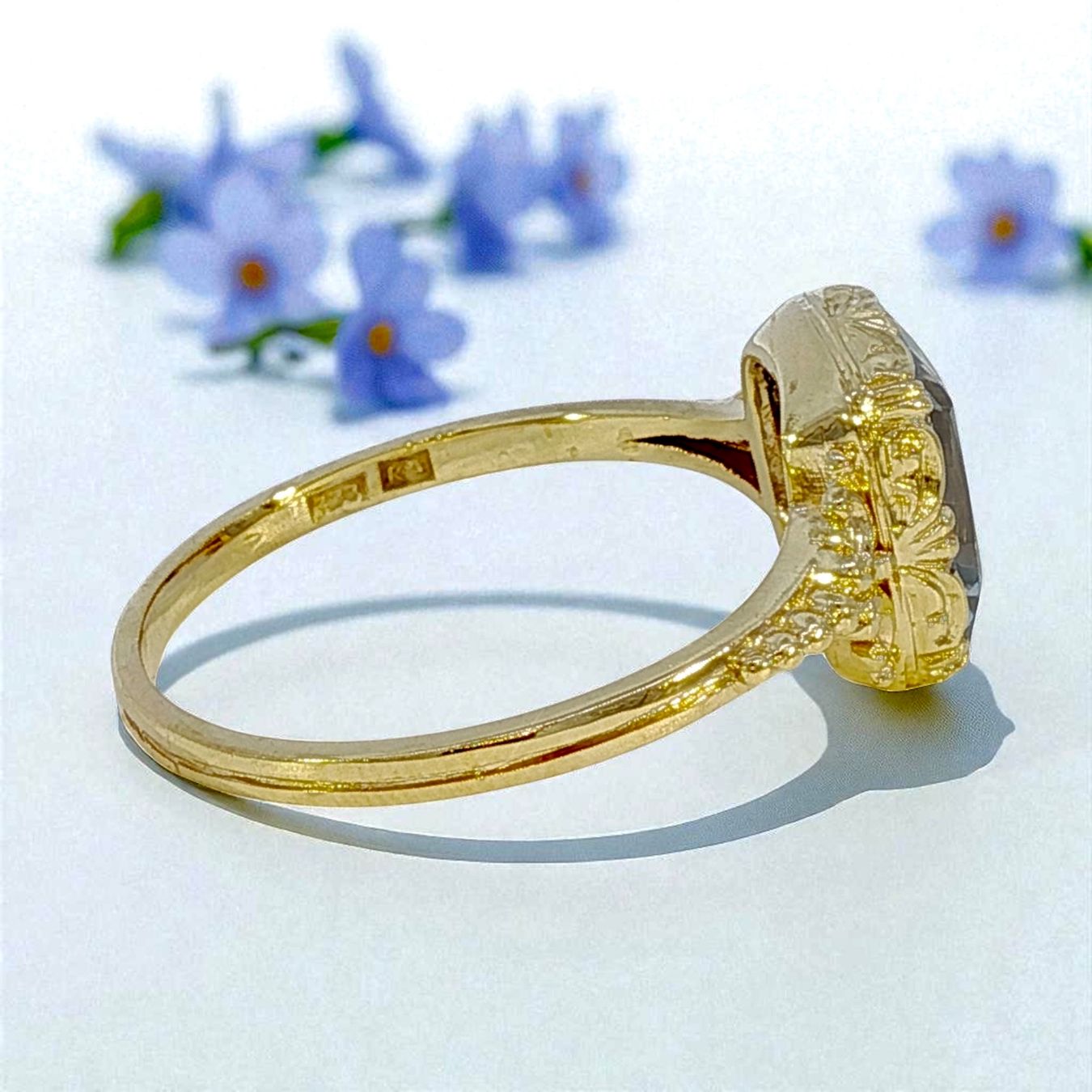 Anelli: Antik Jugendstil Ring 9k Gold mit synth. Blauem Spinell – Usato da Embrach venduto da marufa 3