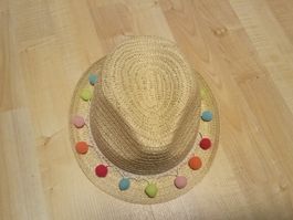 Sommerlicher Kinder Sonnenhut mit Bommeln, Grösse 52 cm,4-6J