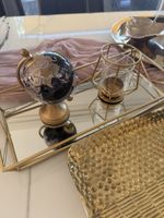 Deko Set Tablett Spiegel Glas Gold 