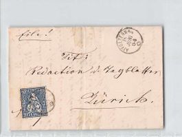 Damenbrief 1864 mit FINGERHUT-O AFFOLTERN a.A.