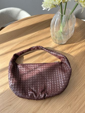 Handtasche geflochten dunkelrot 