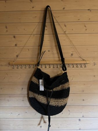 Damen Tasche gestreift schwarz/beige neu mit Etikett