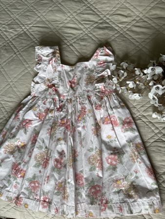 Kleid H&M Blumenmuster weiss rosa Grösse 104 gebraucht