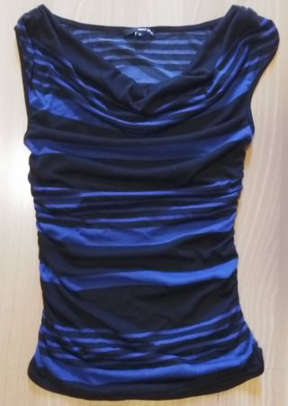 Vintage Oberteil gestreift schwarz-blau / Gr. M
