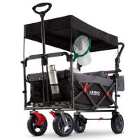 Bollerwagen mit Dach Premium Schwarz - Neu