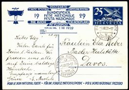 BFK 1929 25Rp Flugpost Basel - Zürich SBK 50I Wehrmann