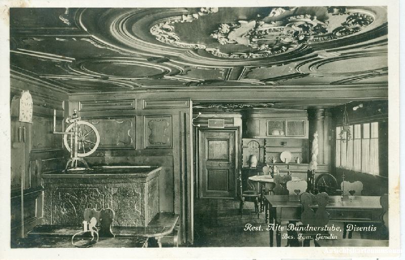Cartoline postali: Disentis -Rest. alte Bündnerstube 1930 – Usato da Emmenbrücke venduto da teestube