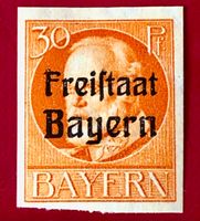 Briefmarken aus König Ludwig III. von Bayern mit Aufdruck 