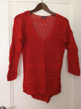 Sommerlicher, roter Strickpullover von Yessica, Gr. S