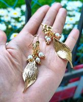 Boucles d'oreilles faits main perle d'eau douce plaqué or 