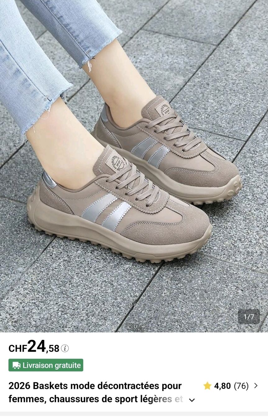 Shein Damenschuhe: Baskets mode dcontractees femmes beige taille 40 neuves – Neu und originalverpackt aus Villars-sur-Glâne von snacks01 2