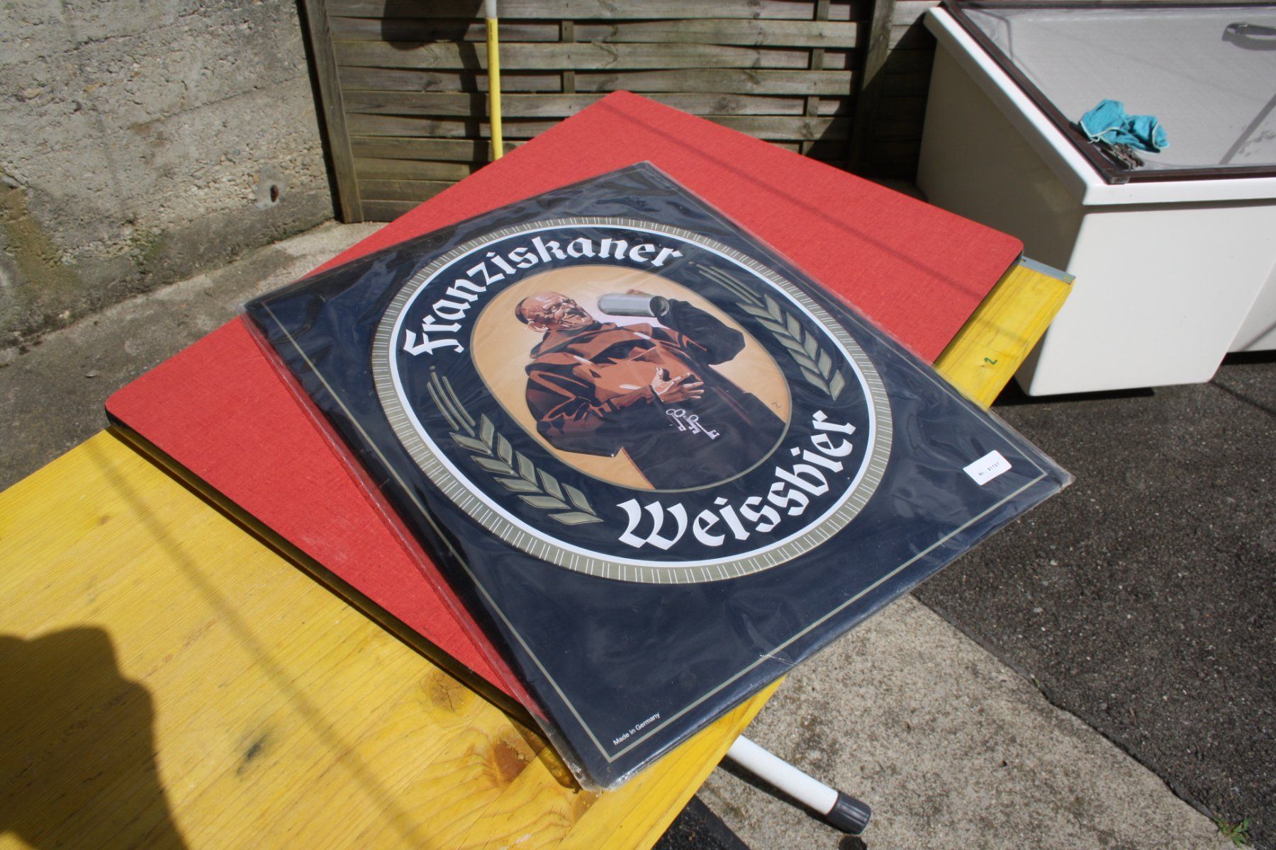 Insegne: FRANZISKANER WEISSBIER BLECH SCHILD – Usato da Wauwil venduto da Pneuedy 3