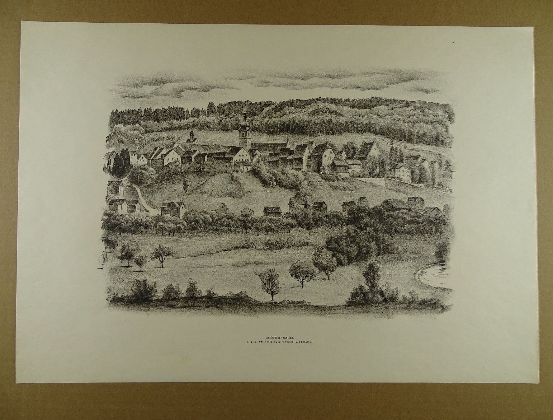 Grafica & Litografie: BISCHOFSZELL, LITHO VON E.E. SCHLATTER – Usato da Grüningen venduto da Kartensammler 1