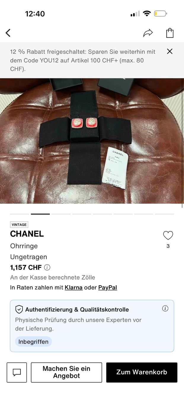 Chanel Orecchini pendenti & Orecchini a lobo: CHANEL Coco Mark Square Ohrringe Rot Pearl – Nuovo (secondo la descrizione) da Muri AG venduto da ReBoutique 6