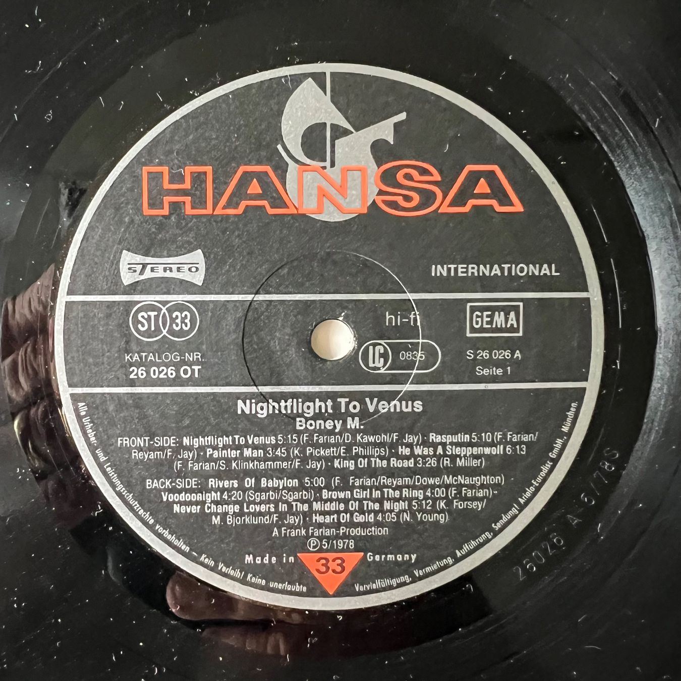 Dischi in vinile: Boney M. - Nightlight To Venus / 1. D-Press. 1978 – Usato da Gais venduto da soundcave57 4