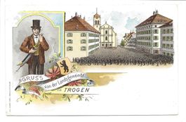 Gruss von der Landsgemeinde Trogen (AR) tolle Litho - 1900
