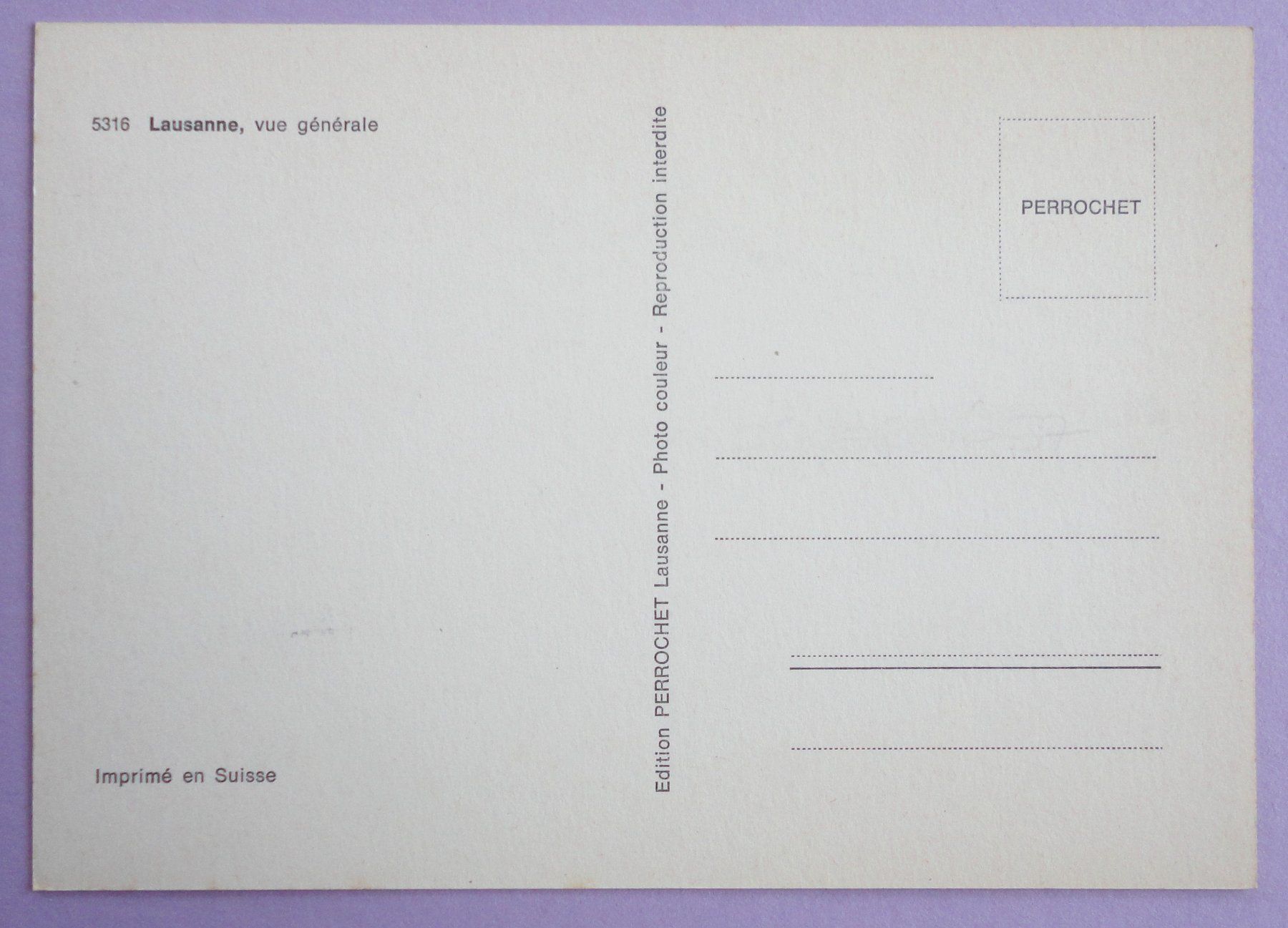 Cartoline postali: Lausanne, vue générale – Usato da Fétigny venduto da Billy2miny 1