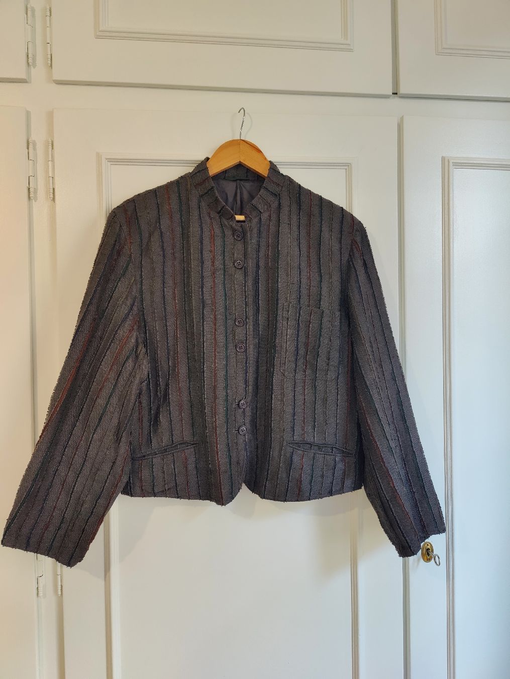Jacken: Vintage Striped Linen Textured Jacket – Neu (gemäss Beschreibung) aus La Tour-de-Peilz von dAutrefois 5
