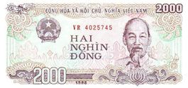Banknote Vietnam 2000 Dong 1988