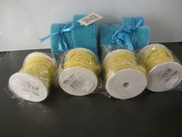 4 x Filzband zweifarbig blau, 4 x Kordel gelb