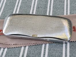 Brillenetui Metall krokodill-prägung  Vintage