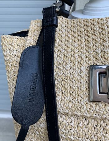 Superbe sac main et bandoulière QUARZOVIVO raphia&cuir