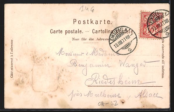 Cartoline postali: Litho Einsiedeln, Blick auf das Schloss, – Usato da Berlin venduto da bartko-reher 1