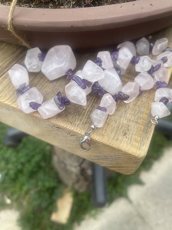 Catenine: Rosenquarz & Amethyst Kette – Usato da Rümlang venduto da ane_y72d