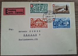 Pro Patria 1945 Satzbrief Kat. 100.-