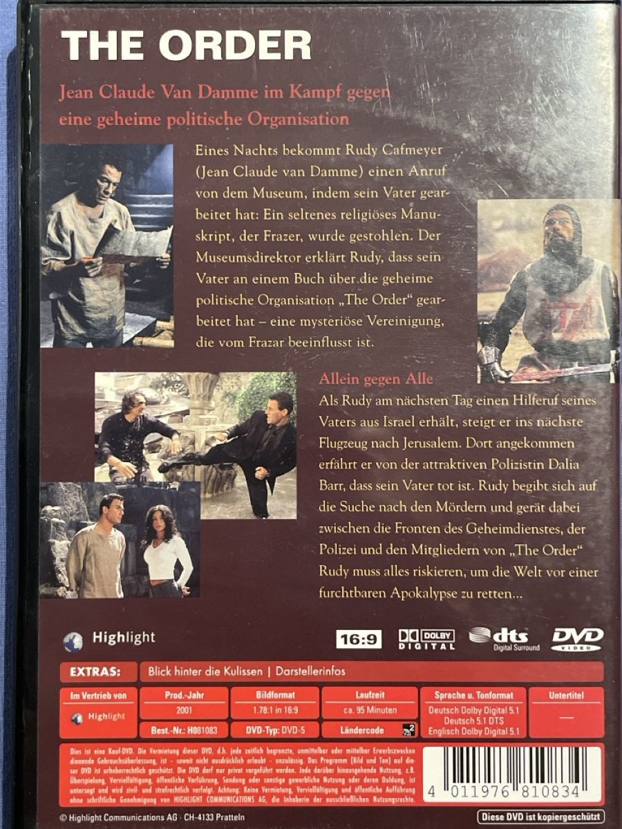 Alle DVDs: The Order (2001) – Gebraucht aus Waldenburg von Mimily33 1