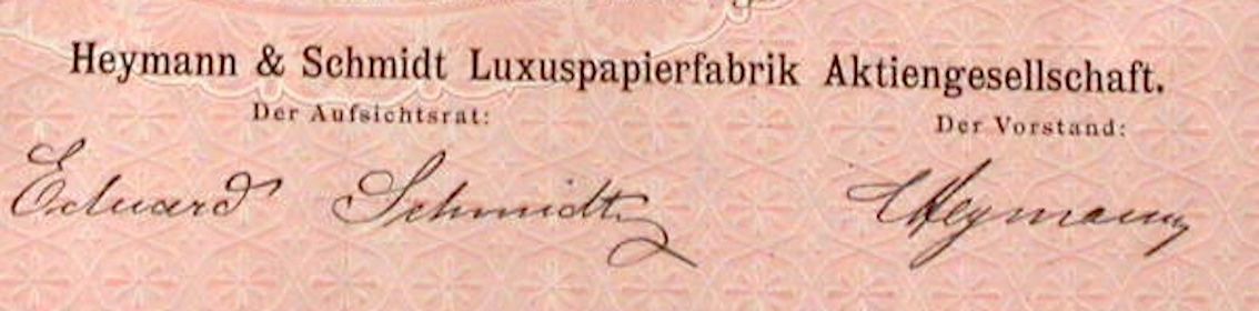 Documenti: Heymann & Schmidt Luxuspapierfabrik AG. Berlin - 1905 – Usato da Solothurn venduto da Sgasche 1