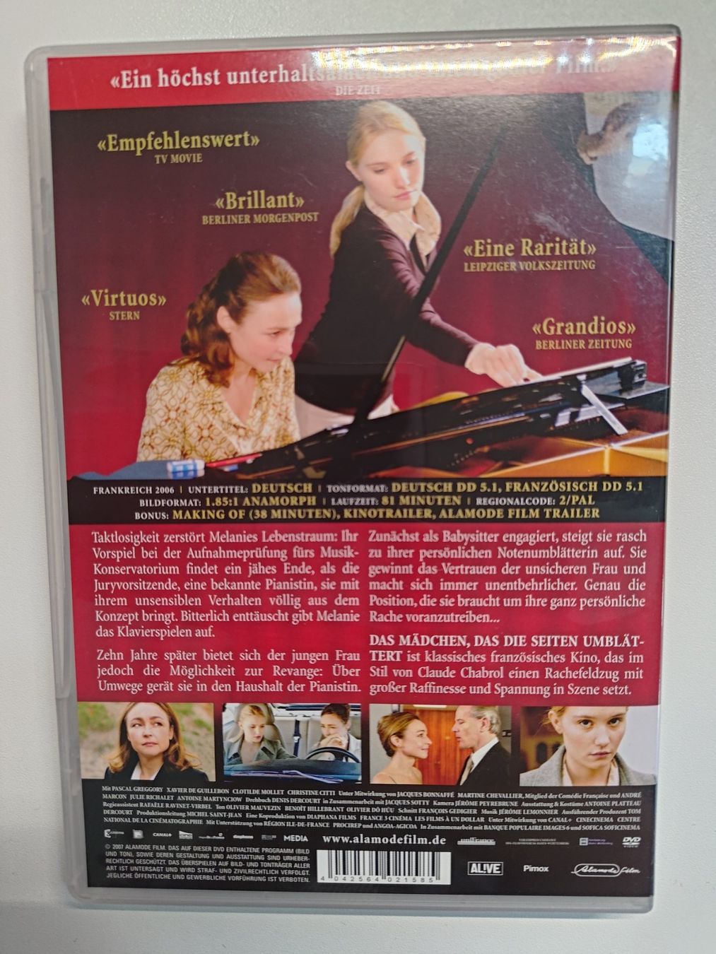 Tutti i DVDs: Das Mädchen, das die Seiten umblättert – Usato da Liestal venduto da Kratzilla 2
