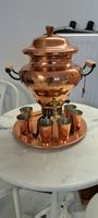 Kupfer Samovar mit 6 Bechern und Tablett