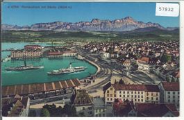 Romanshorn - Generalansicht mit Hafen und Bahnhof - Litho