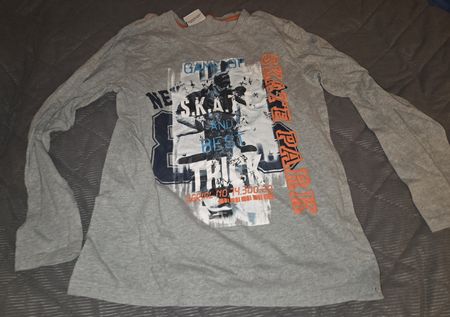 Graues Longsleeve Shirt, Skater Motiv, Grösse 146/152