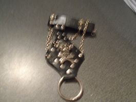 Armband schwarz/silberfarbig, Totenkopf