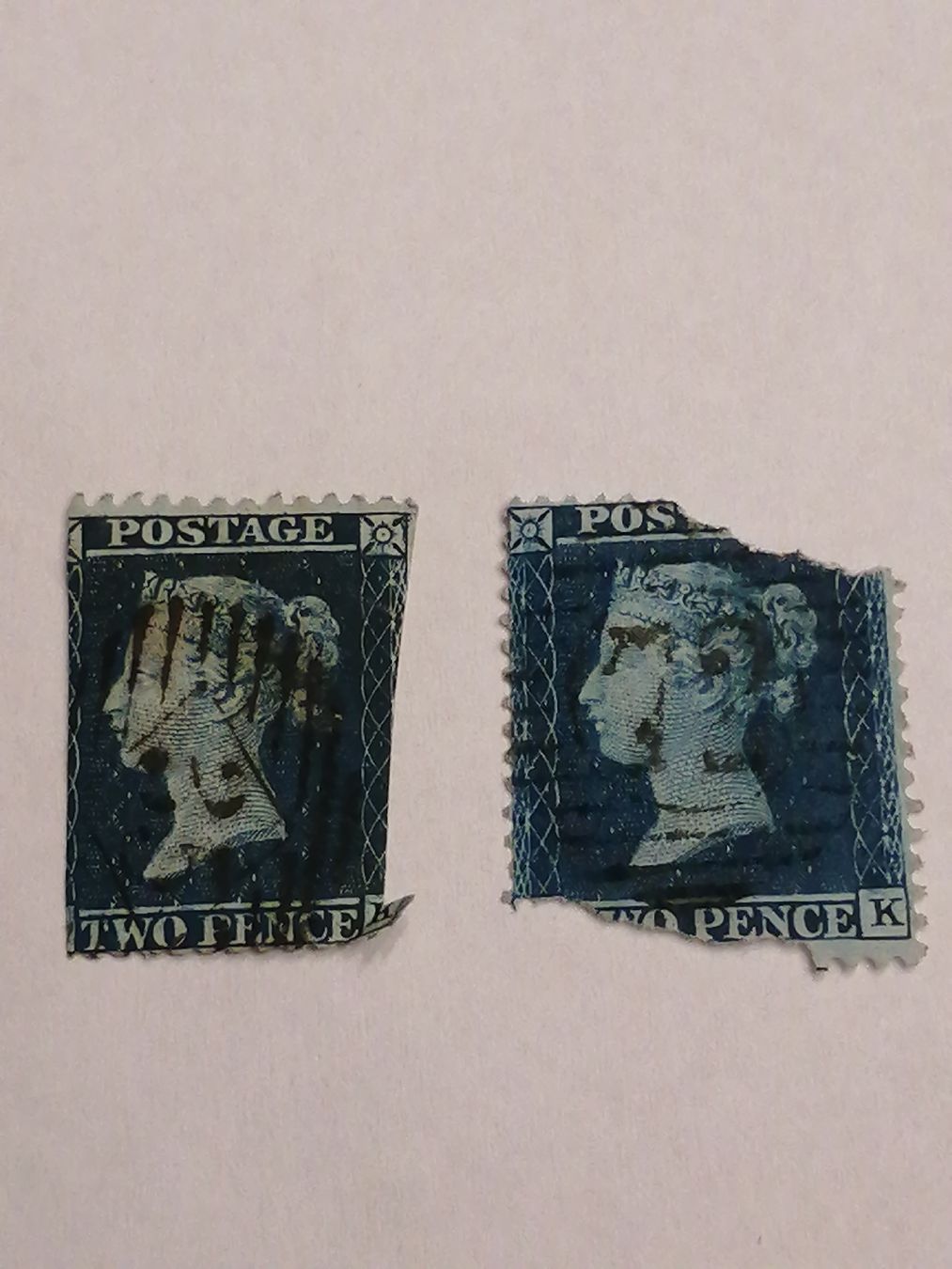 Alle Briefmarken: 2mal Two Pence Blue 1855  – Gebraucht aus Happerswil von tschergi