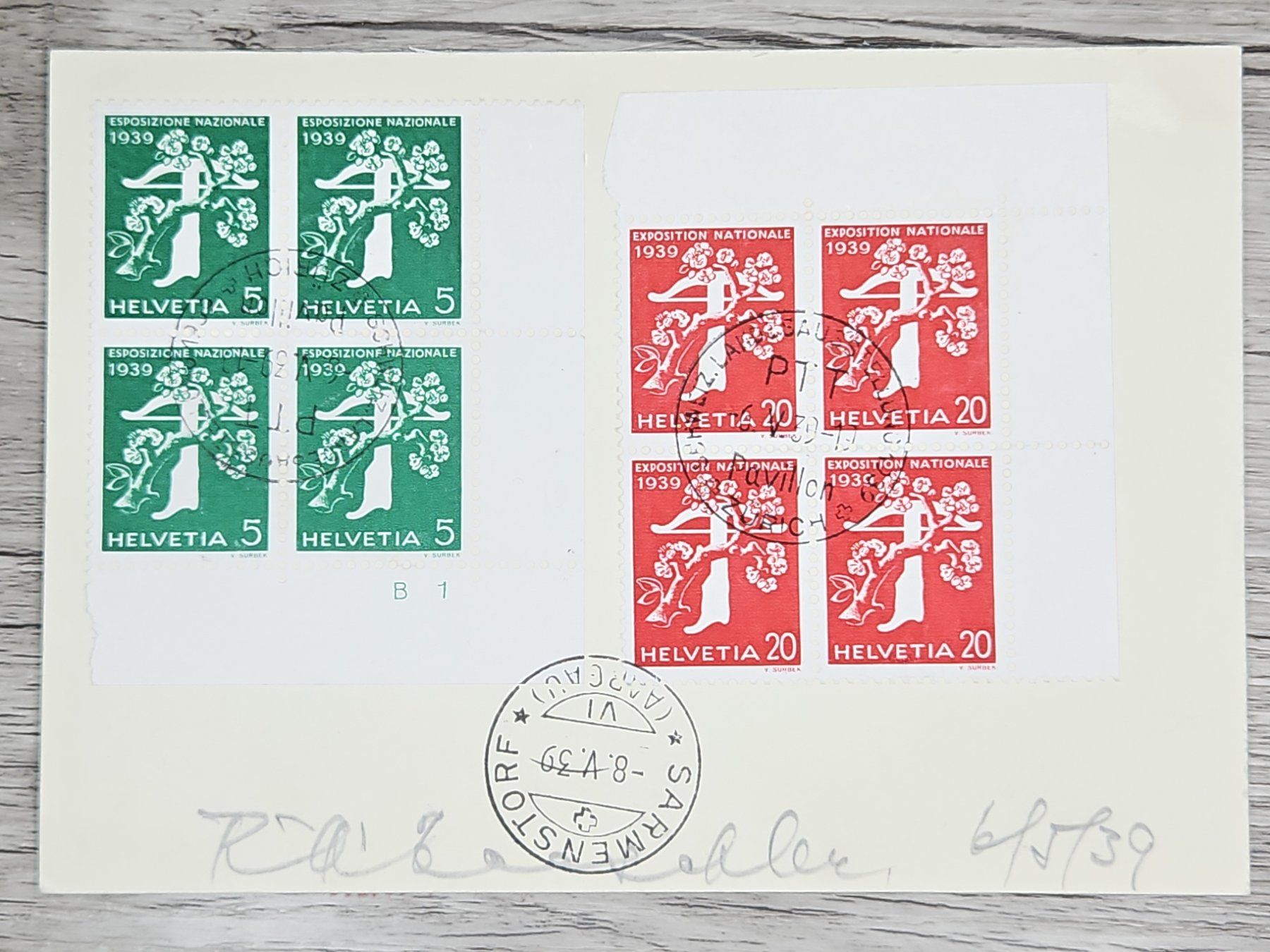 Tutti i francobolli: CL04 Carte Postale + Timbre Suisse 1939 – Usato da Cousset venduto da Patrick_Collections 1