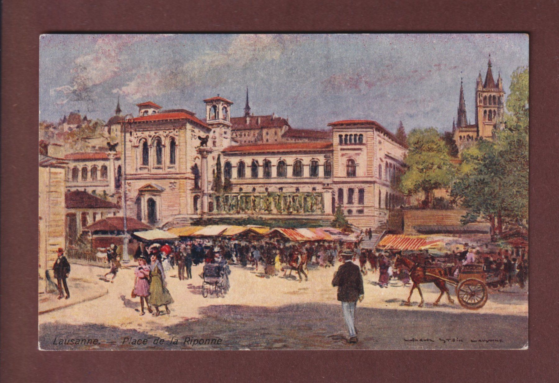 Ansichtskarten: LAUSANNE - Place de la Riponne - 1930 – Gebraucht aus Pully von nicecards